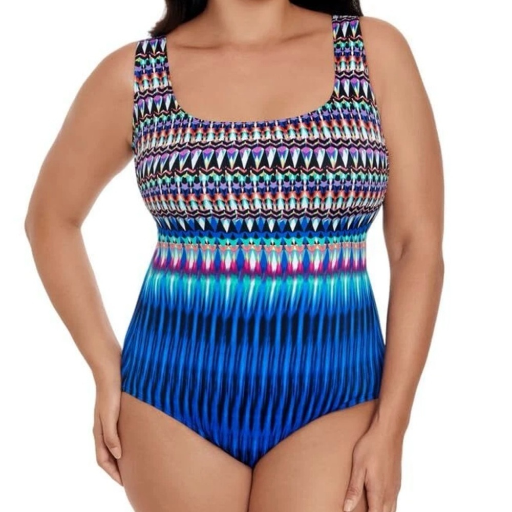 Swim Solutions Women's Printed One-Piece Swimsuit Size 16